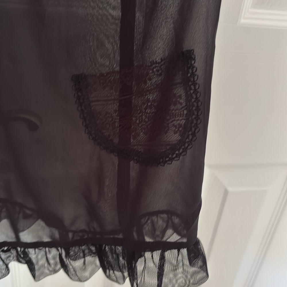 Betsy Johnson Intimates black night gown medium tie back babydoll coquette Y2K - Picture 3 of 9